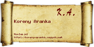 Koreny Aranka névjegykártya